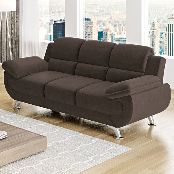Conjunto de Sofá 2 e 3 Lugares Suede Café Avalon Linoforte - Image 2