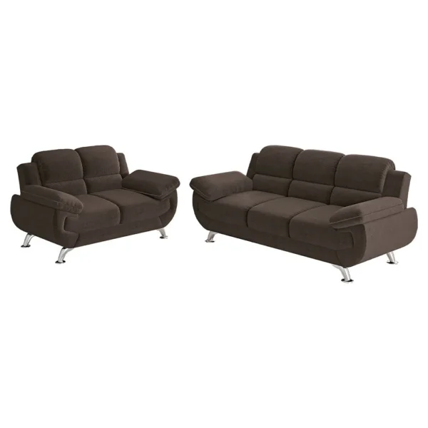 Conjunto de Sofá 2 e 3 Lugares Suede Café Avalon Linoforte - Image 4