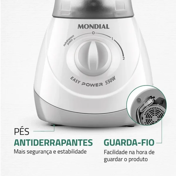 Liquidificador Easy Power Mondial Branco 550W L-550-W - Imagem 2