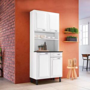 Kit de Cozinha Compacta 4 Portas 1Gavetas Pratika - Branca