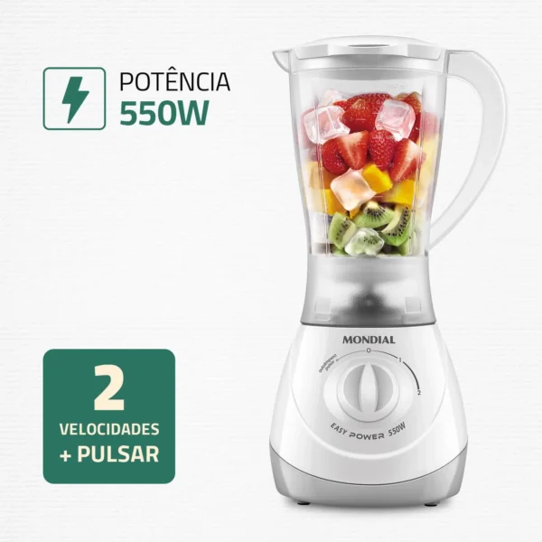 Liquidificador Easy Power Mondial Branco 550W L-550-W - Imagem 4