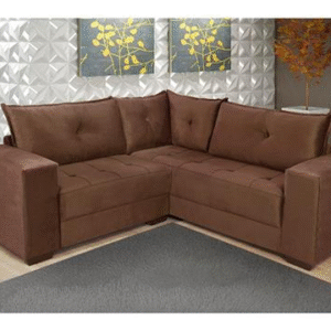 Conjunto Estofado Lufer Canto Vicosa - 3x2 Lugares - Marrom - 2088