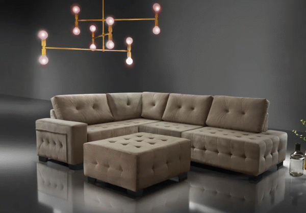 Estofado de Canto Everest 3/2 Chaise com puff