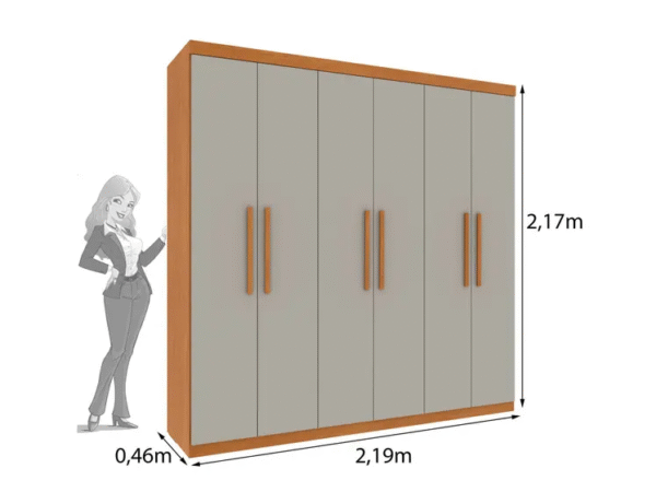 Guarda Roupa Lagos 6 Portas e 4 Gavetas Tcil Cinamomo Off - Imagem 3