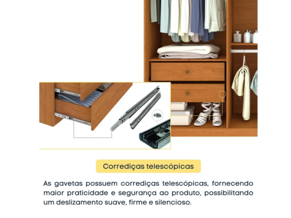 Guarda Roupa Lagos 6 Portas e 4 Gavetas Tcil Cinamomo Off - Imagem 4