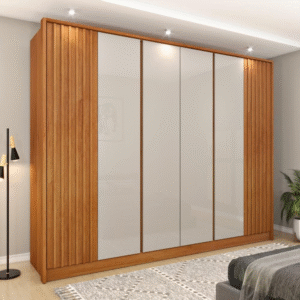 Guarda Roupa Casal Ripado 6 Portas 6 Gavetas Espresso Móveis Cinamomo/off White