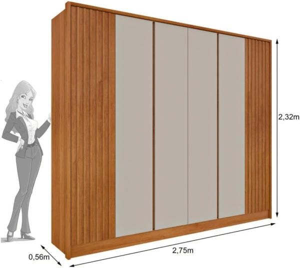 Guarda Roupa Casal Ripado 6 Portas 6 Gavetas Espresso Móveis Cinamomo/off White - Imagem 2