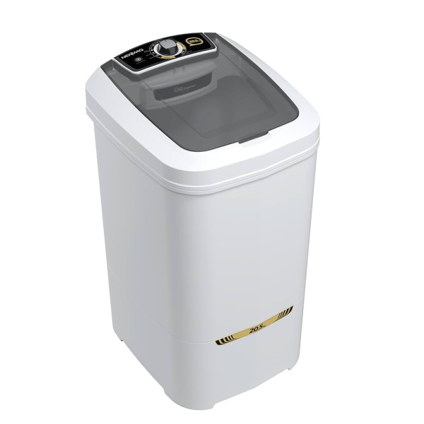 Tanquinho Newmaq 20,5KG Semiautomática 9 Programas de Lavagem - Branco com Tampa Fumê 110V