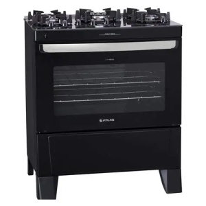 Fogão 5 Bocas Atlas Agile Up Glass Mesa Vidro Preto